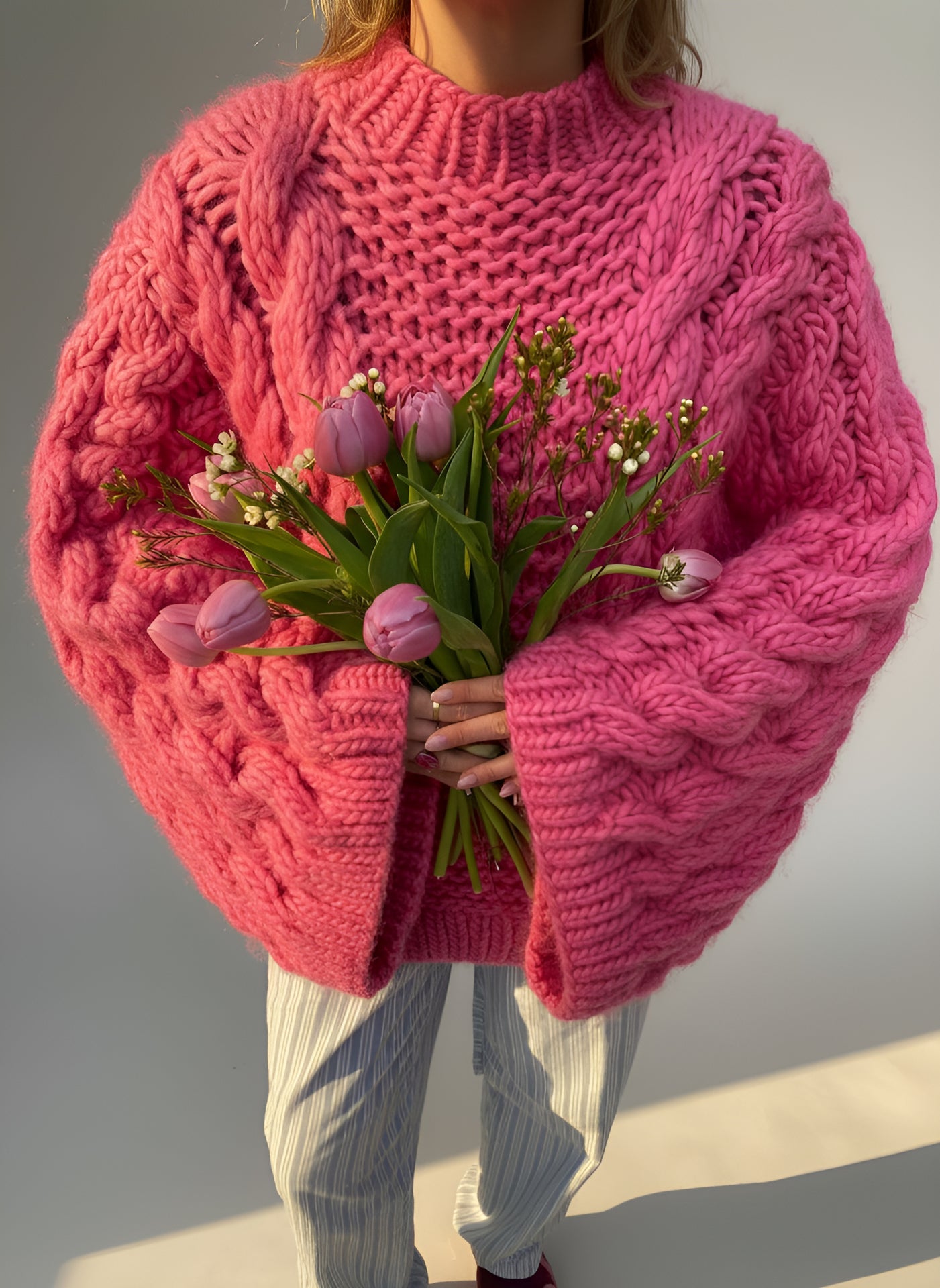 Womens Chunky knitted jumper - winter wear, cozy and warm