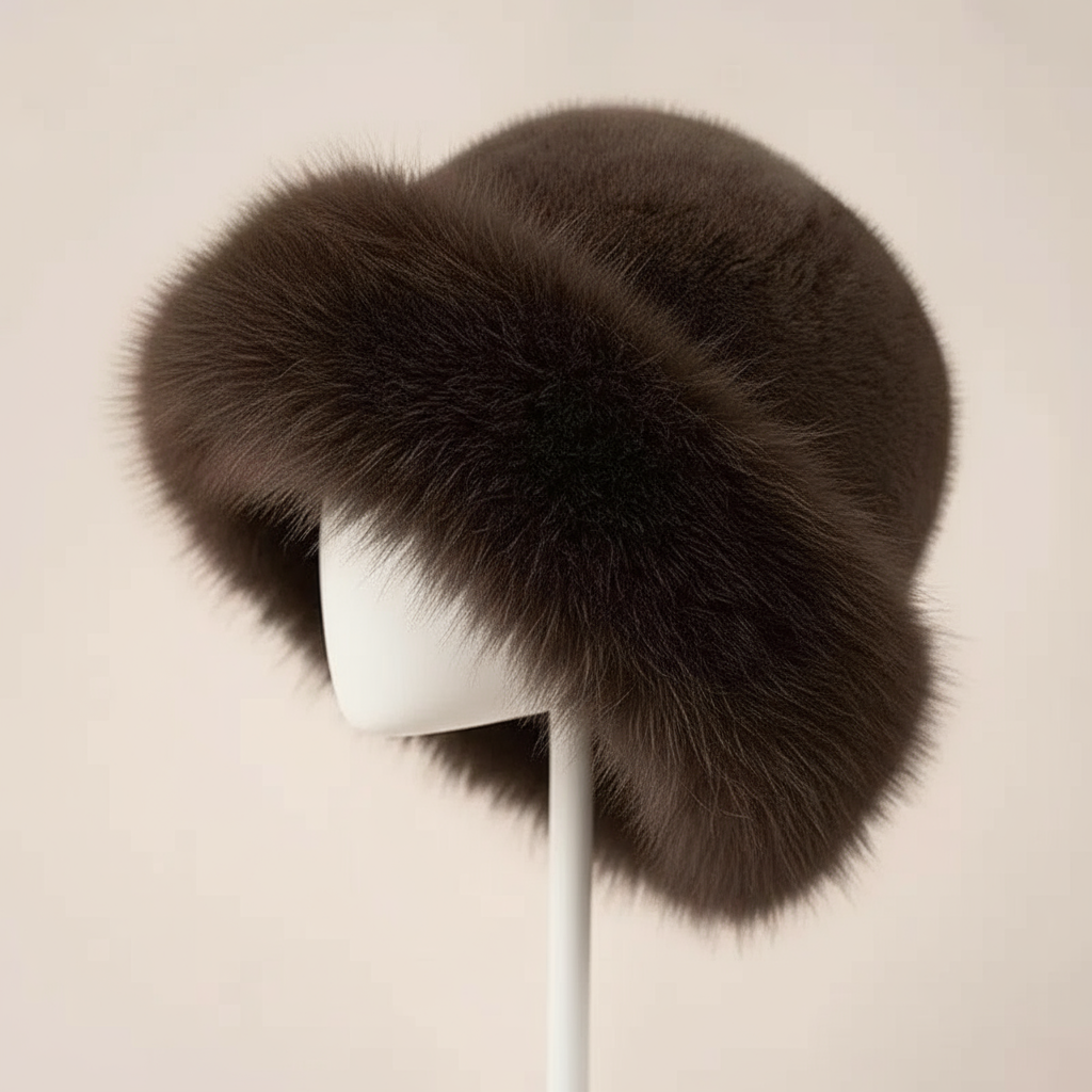 Women’s Cossack Style Hat – Plush Faux Fur Winter Hat with Wide Rounded Trim